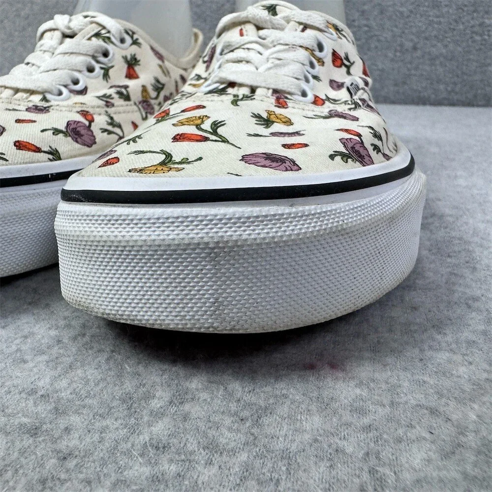 Vans Authentic Womens Size 10 Sneakers Poppy Floral Cream Lace-Up Low Top